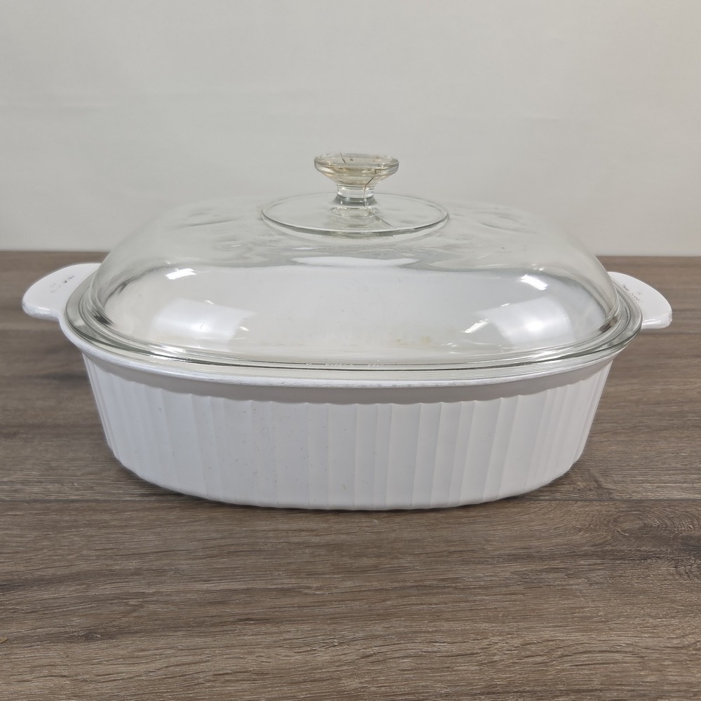Corning Ware F-14-B French White 4L Oval Roaster Casserole Oven Dish Pyrex Lid
